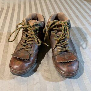 Roper Horseshoes Brown Leather Lace Up Western Boots